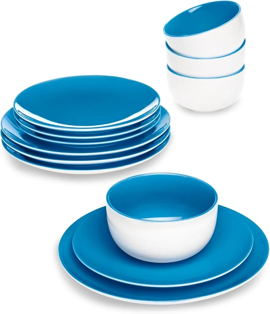 the cellar dinnerware set service for 4 blue 12 pieces